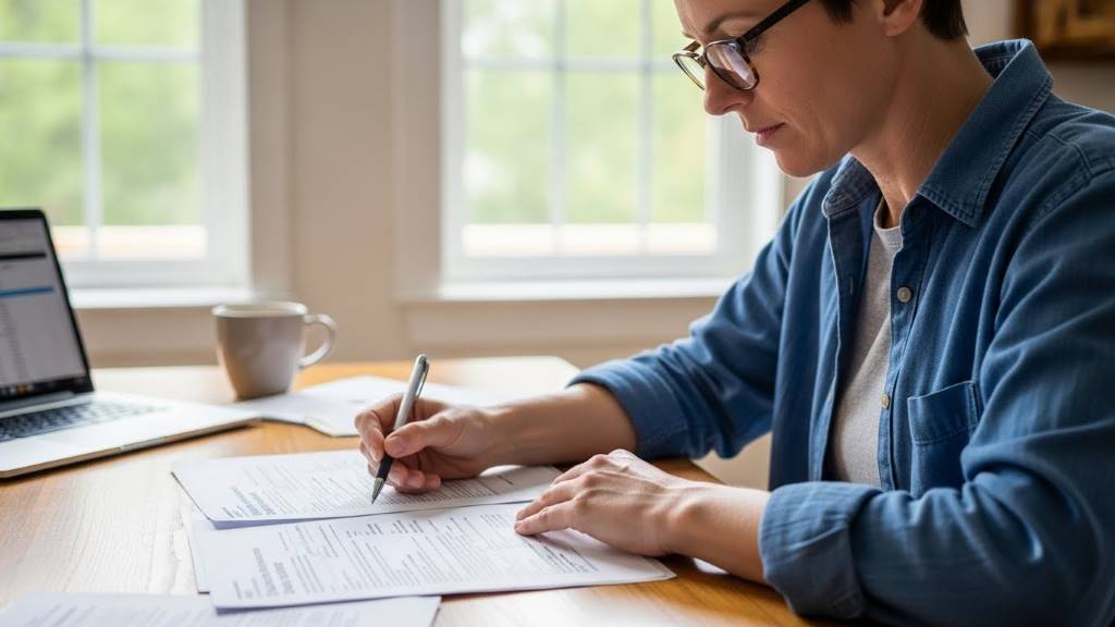 Driver reviewing auto insurance policy documents at home