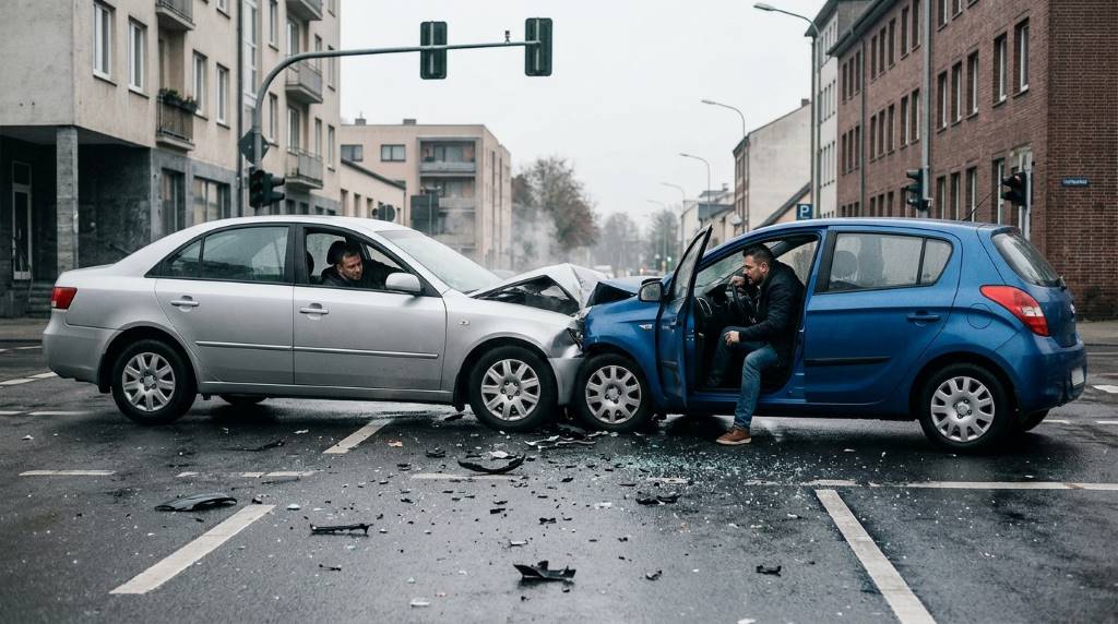 Driver documenting evidence after an Atlanta car accident