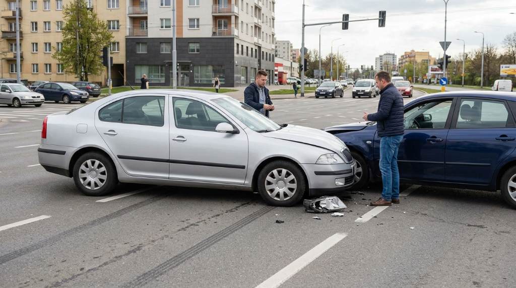 Insurance adjuster reviewing vehicle accident documents